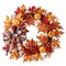 Haute Decor Lighted Wreath with Auto Timer 24 Inch Halloween Pumpkin Plaid Harvest Wreath - Natural Grapevine with 30 Warm White LED Lights - Fall Front Door Decor